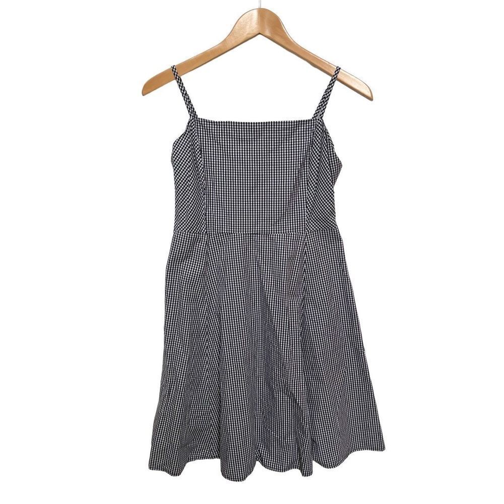 Gap Gingham Sun Dress Cotton Sleeveless Spaghetti Straps Smocking Black White S